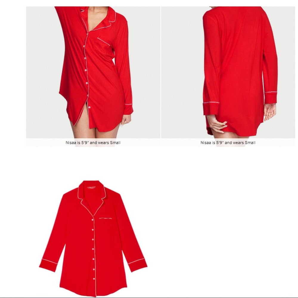 VS XL Modal Sleepshirt Lipstick Red Super Comfy Nightgown Pajamas PJ So Cute NWT - Picture 8 of 8